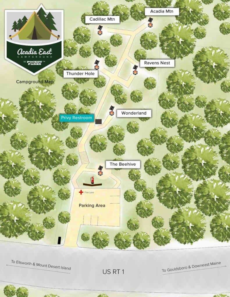 Acadia East Campground Map